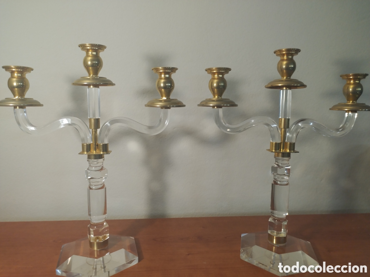 Antig&uuml;edades: Pareja de candelabros de metacrilato - Foto 2