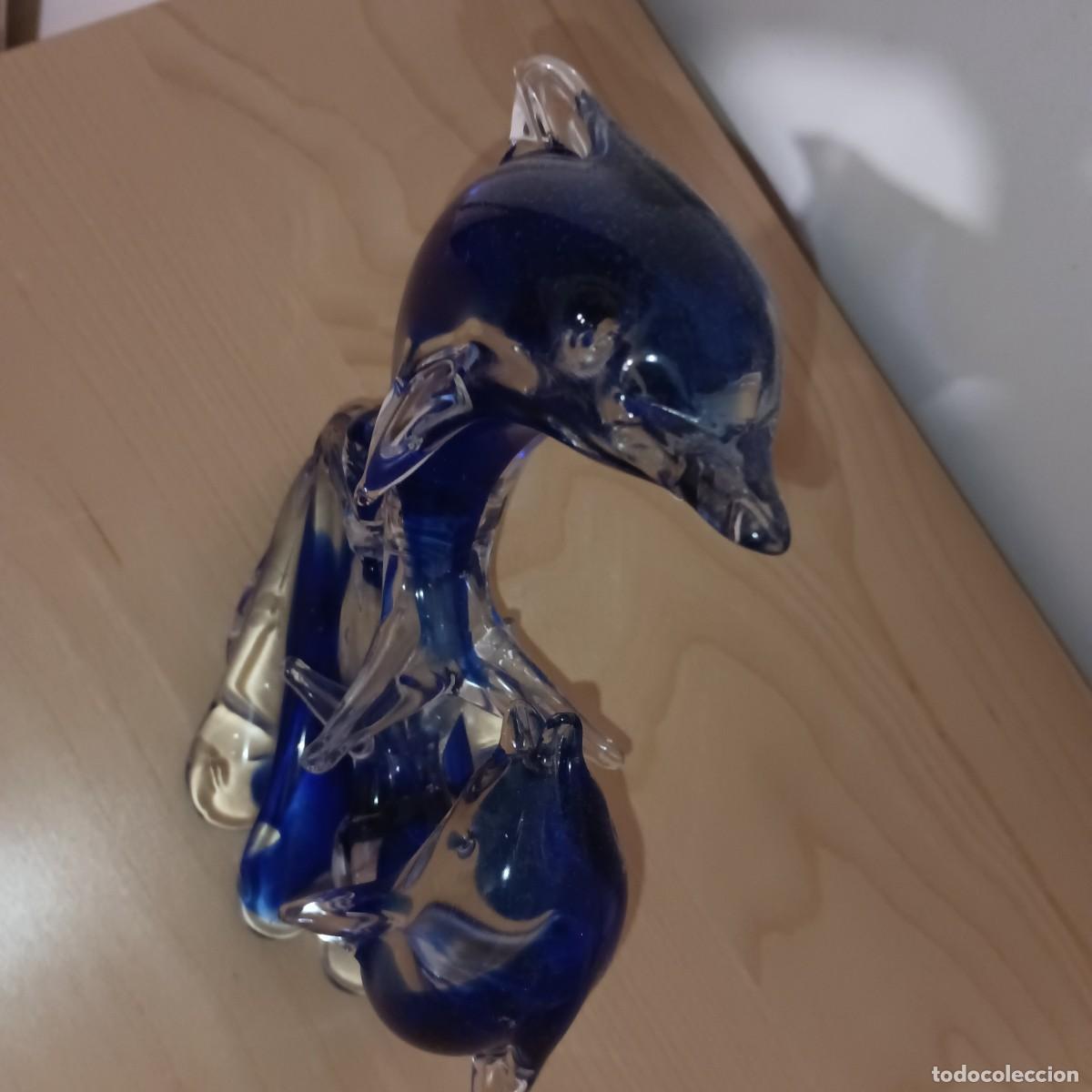Antig&uuml;edades: DELFINES EN COLOR AZUL CRISTAL DE MURANO - Foto 2