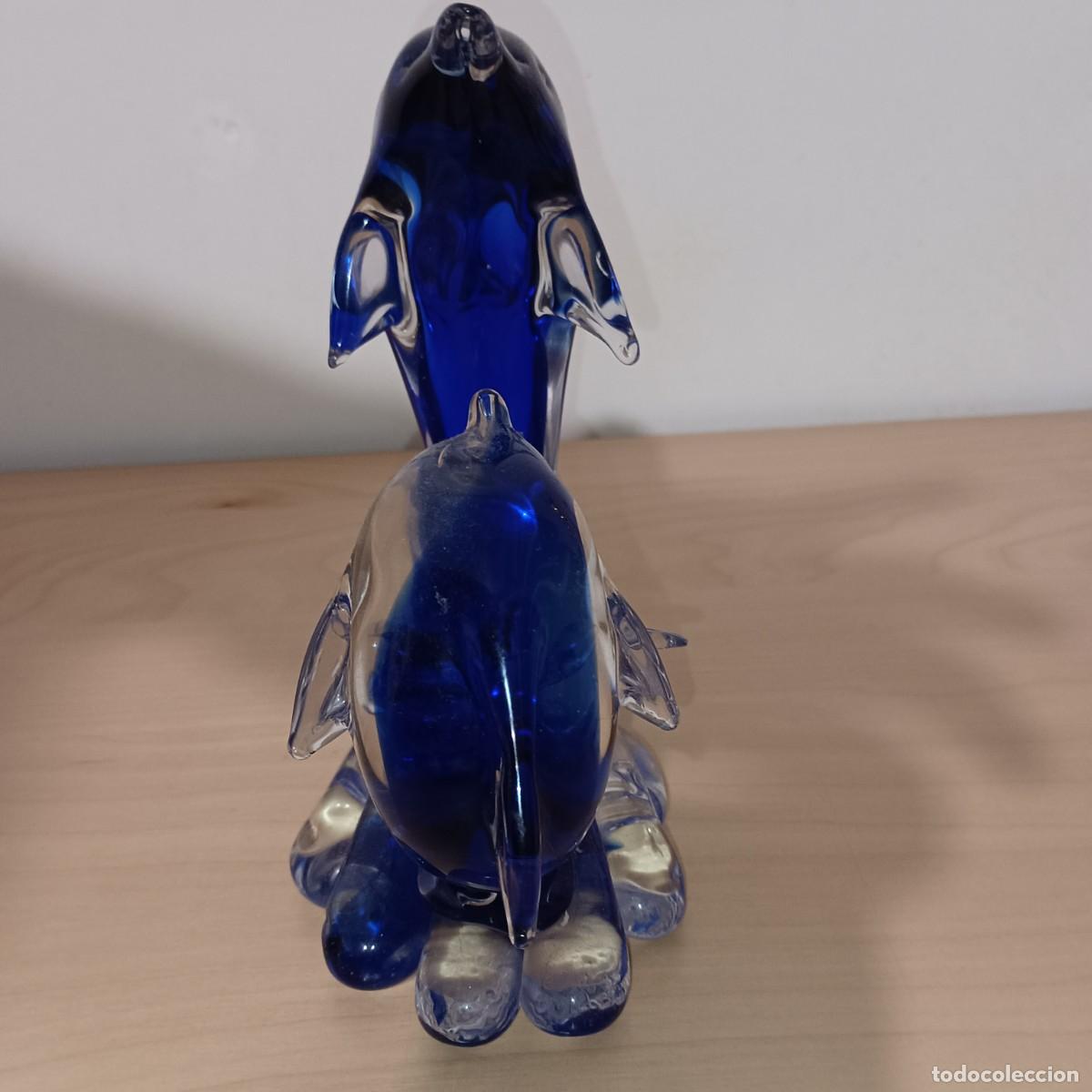 Antig&uuml;edades: DELFINES EN COLOR AZUL CRISTAL DE MURANO - Foto 6