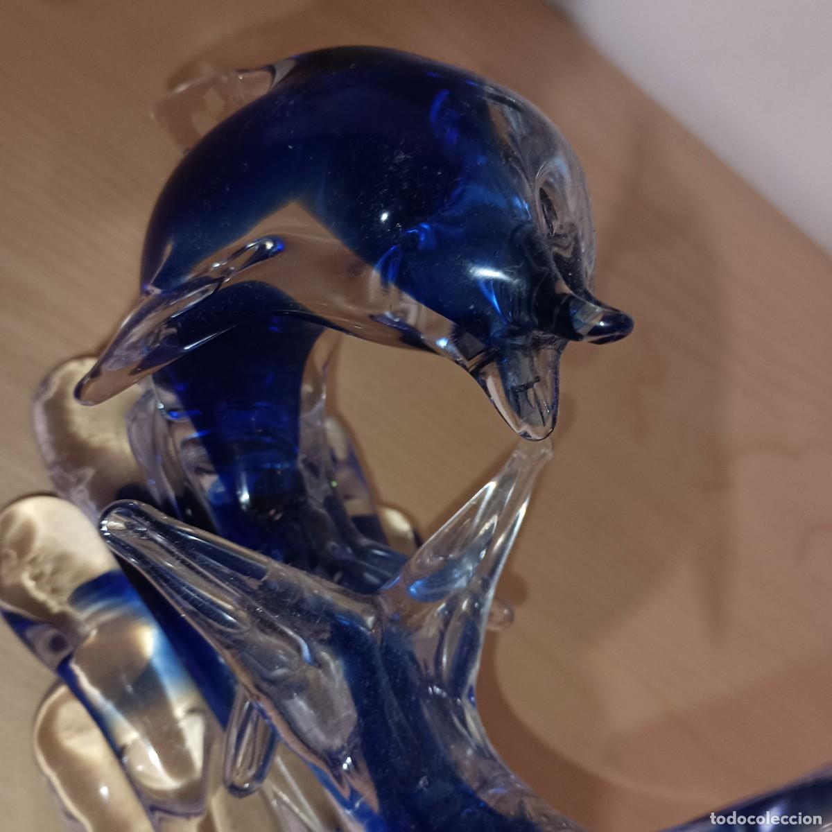 Antig&uuml;edades: DELFINES EN COLOR AZUL CRISTAL DE MURANO - Foto 7