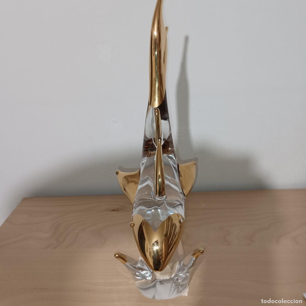 Antig&uuml;edades: TIBURON DORADO EN CRISTAL DE MURANO - Foto 3