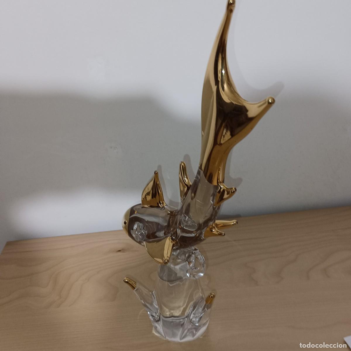Antig&uuml;edades: TIBURON DORADO EN CRISTAL DE MURANO - Foto 4
