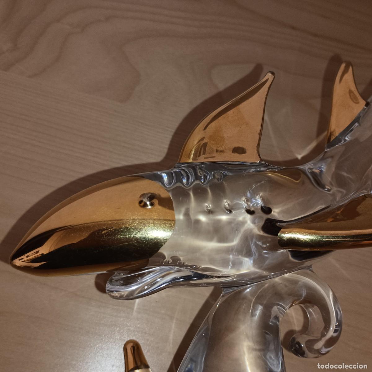 Antig&uuml;edades: TIBURON DORADO EN CRISTAL DE MURANO - Foto 5