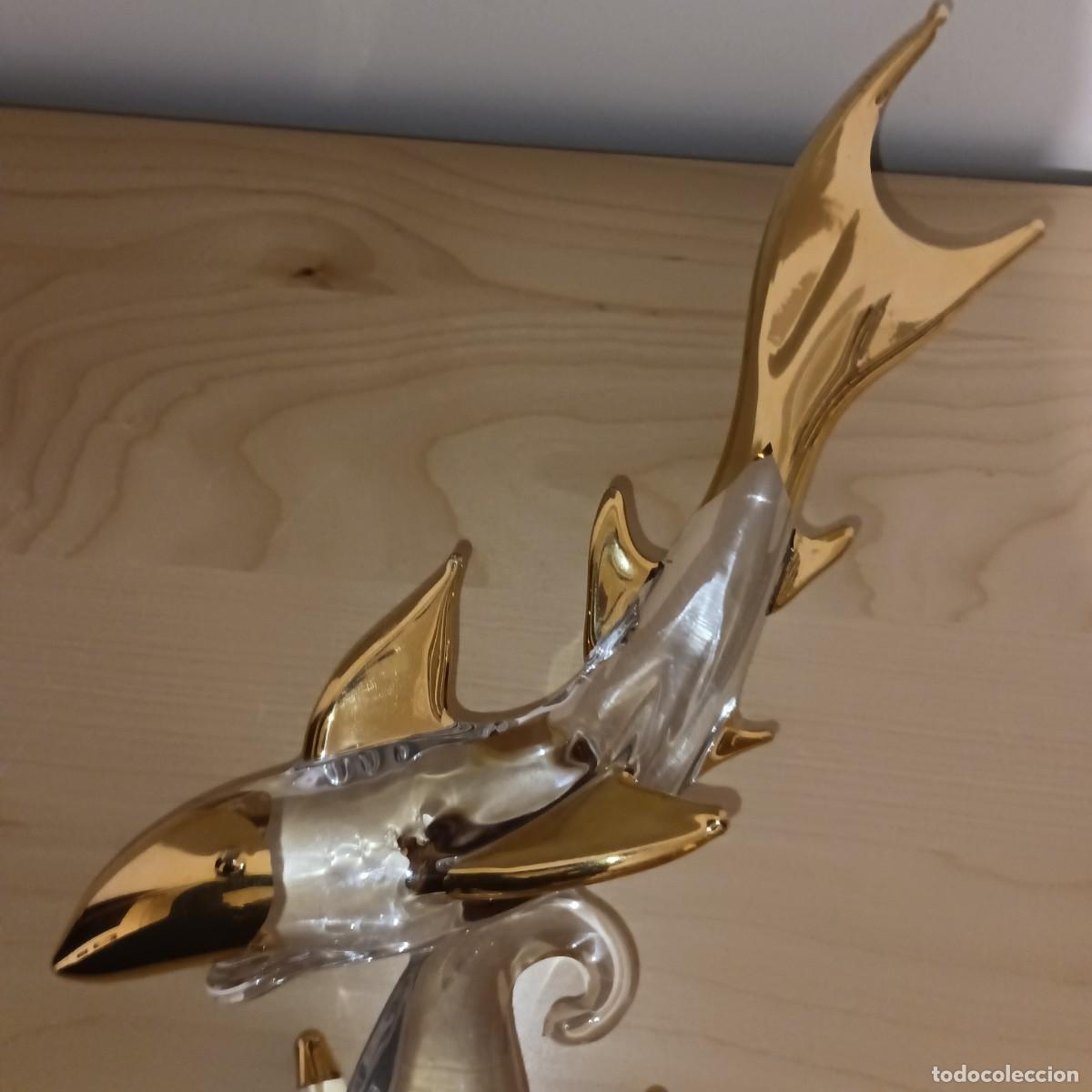 Antig&uuml;edades: TIBURON DORADO EN CRISTAL DE MURANO - Foto 6