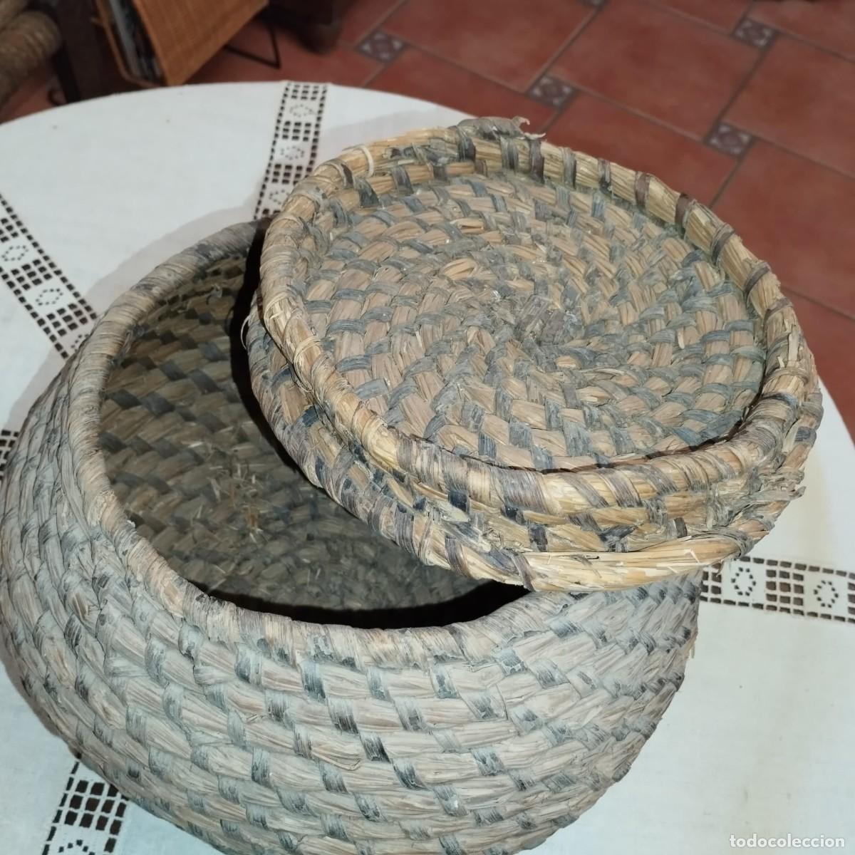 Antig&uuml;edades: CESTA REDONDA DE ANEA CON SU TAPA - Foto 7