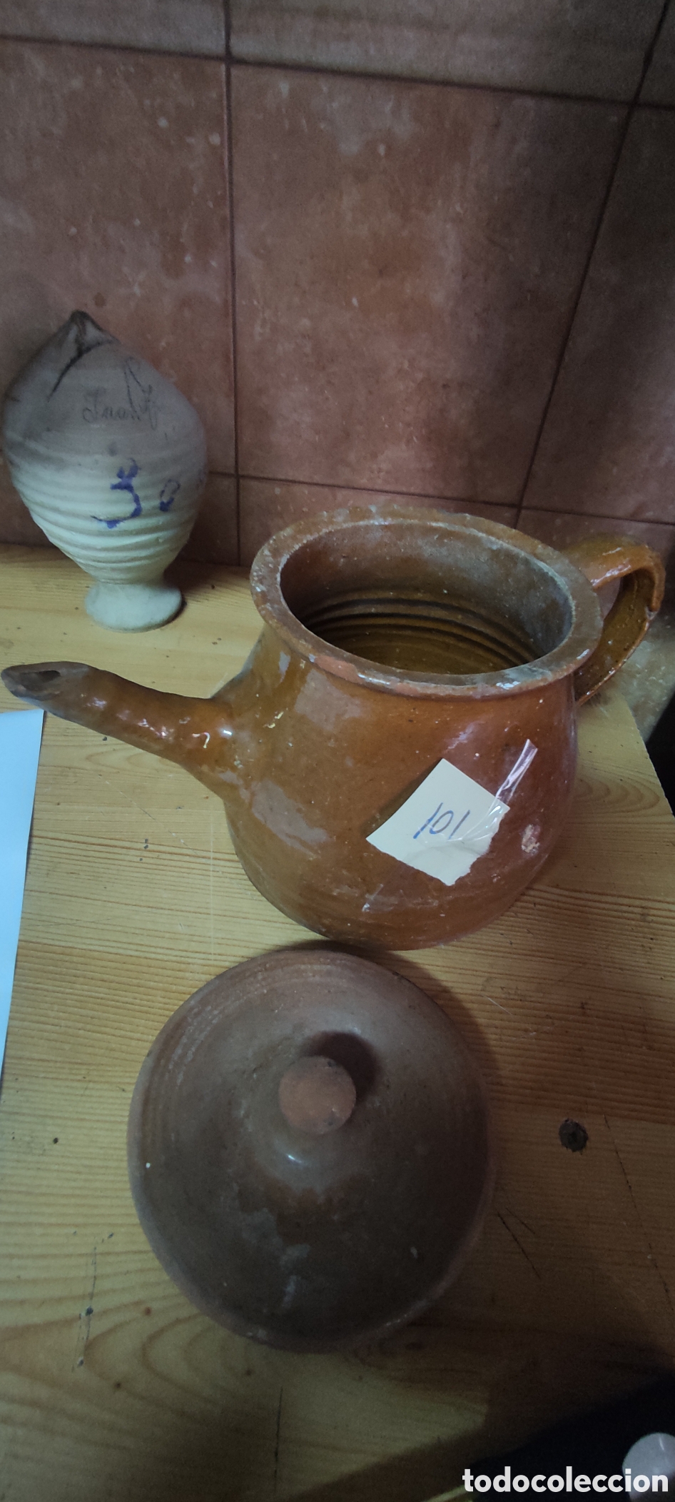 Antig&uuml;edades: TETERA DE BARRO CON TAPA ANTIGUA - Foto 3