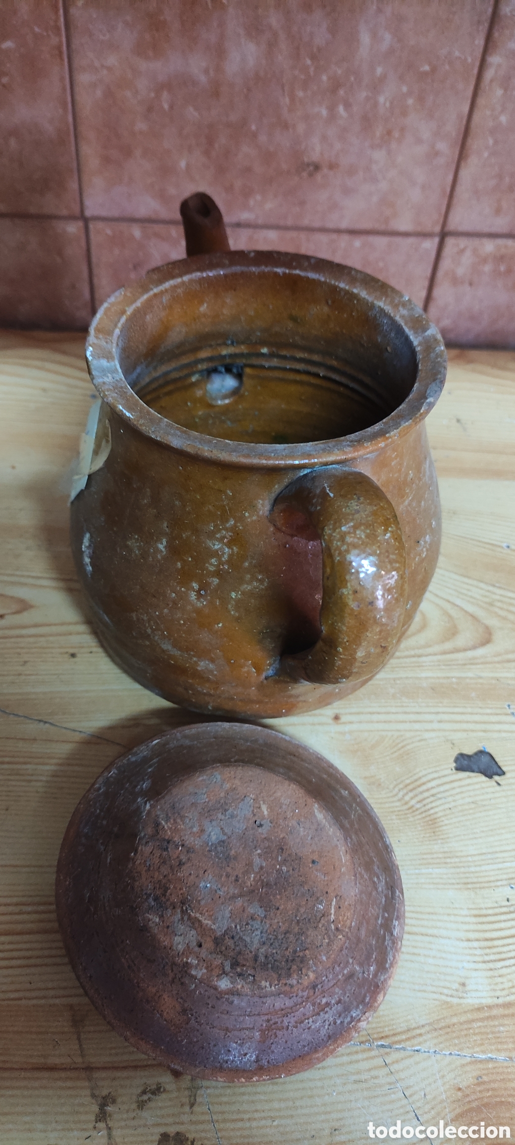 Antig&uuml;edades: TETERA DE BARRO CON TAPA ANTIGUA - Foto 4