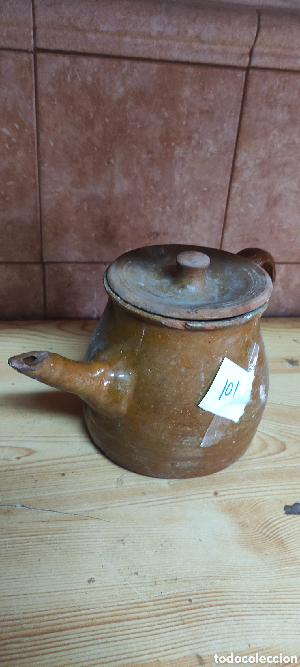 Antig&uuml;edades: TETERA DE BARRO CON TAPA ANTIGUA - Foto 6