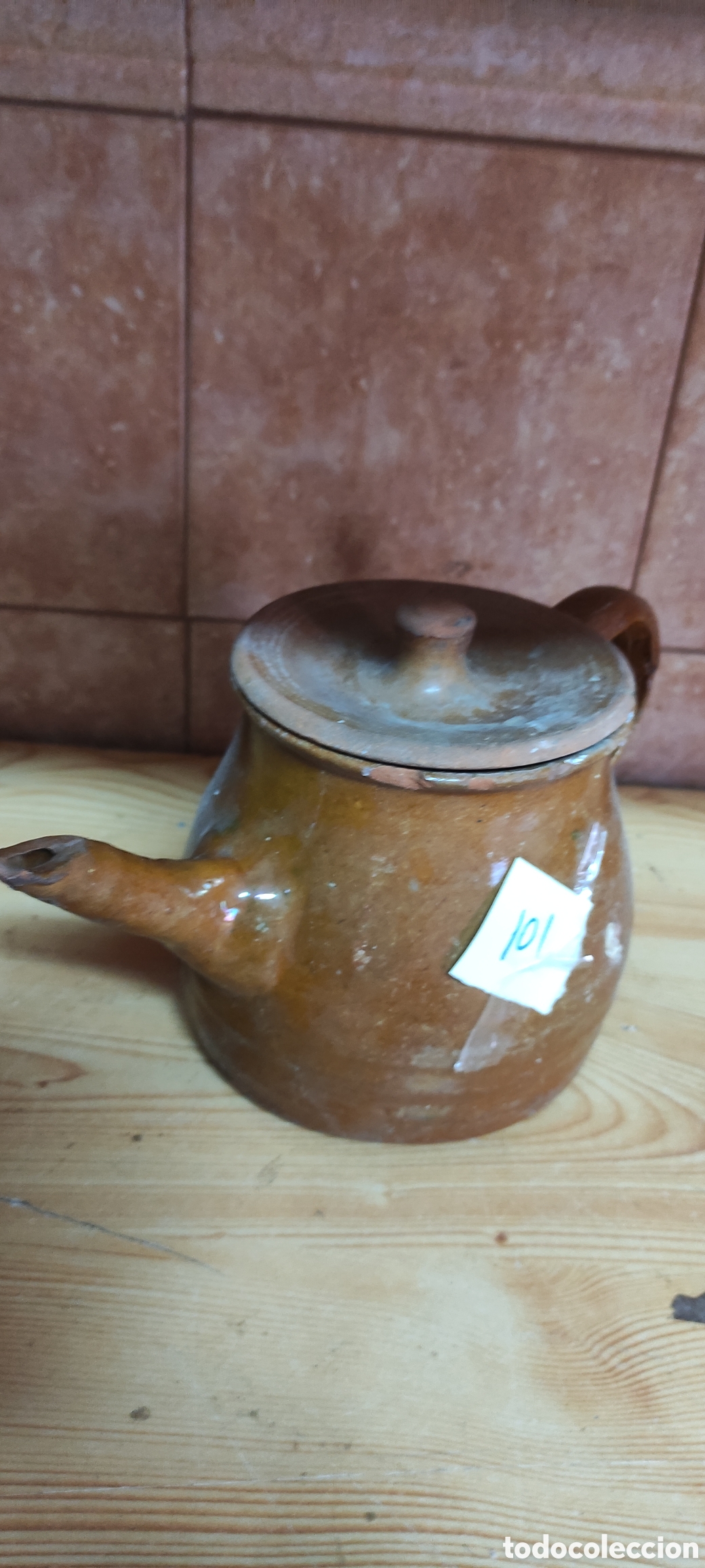 Antig&uuml;edades: TETERA DE BARRO CON TAPA ANTIGUA - Foto 8