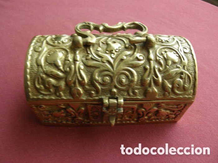 Antig&uuml;edades: CAJA JOYERO COFRE ARCA EN BRONCE - Foto 2