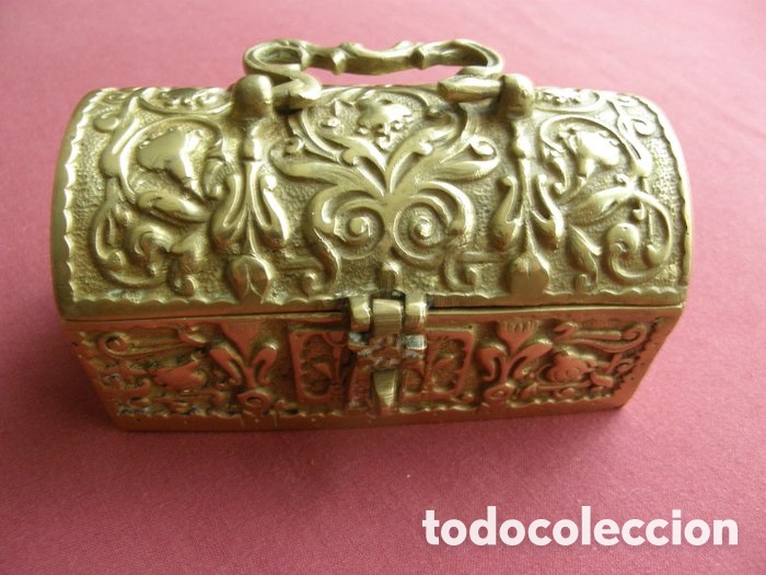 Antig&uuml;edades: CAJA JOYERO COFRE ARCA EN BRONCE - Foto 3