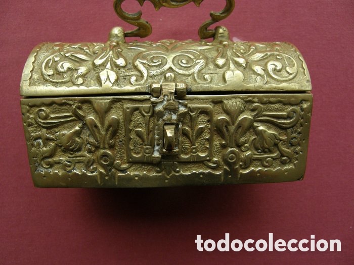 Antig&uuml;edades: CAJA JOYERO COFRE ARCA EN BRONCE - Foto 7