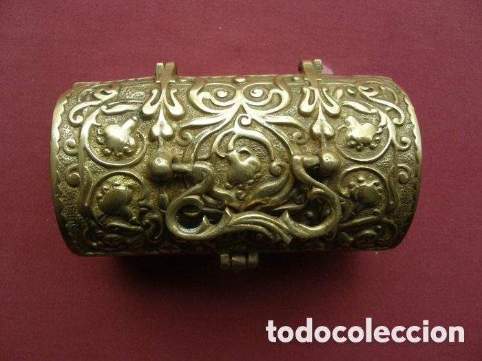 Antig&uuml;edades: CAJA JOYERO COFRE ARCA EN BRONCE - Foto 8
