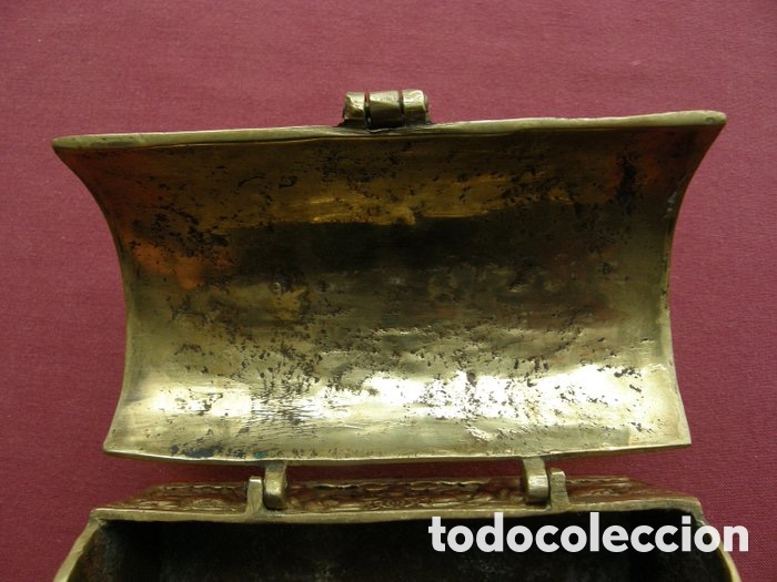 Antig&uuml;edades: CAJA JOYERO COFRE ARCA EN BRONCE - Foto 13