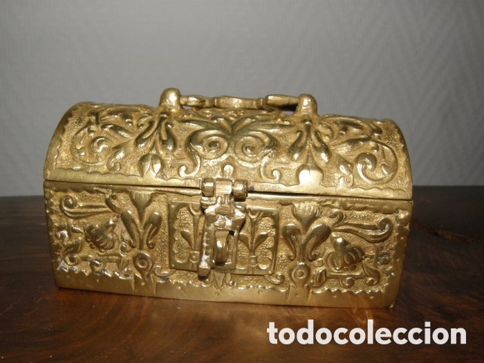 Antig&uuml;edades: CAJA JOYERO COFRE ARCA EN BRONCE - Foto 16