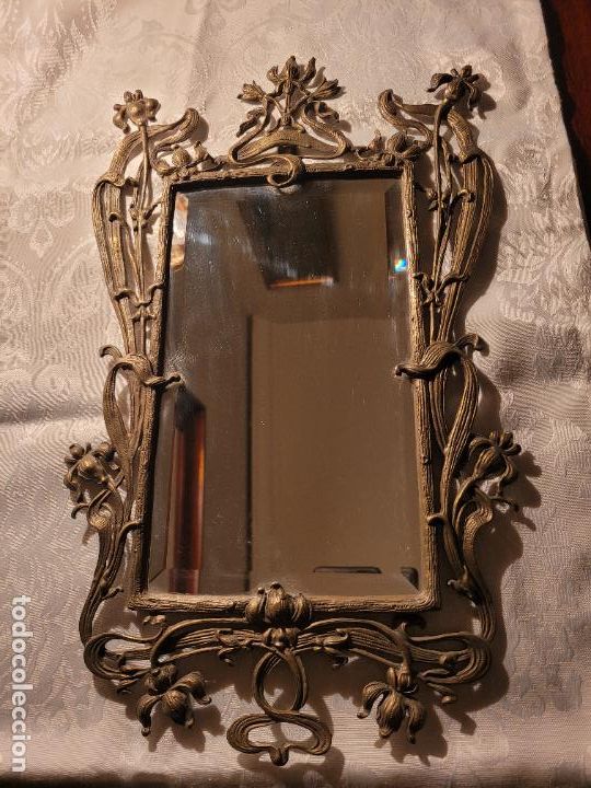 Antig&uuml;edades: Espejo de bronce estilo art nouveau - Foto 2