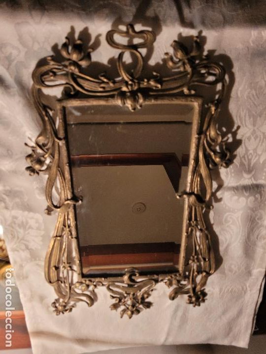 Antig&uuml;edades: Espejo de bronce estilo art nouveau - Foto 4