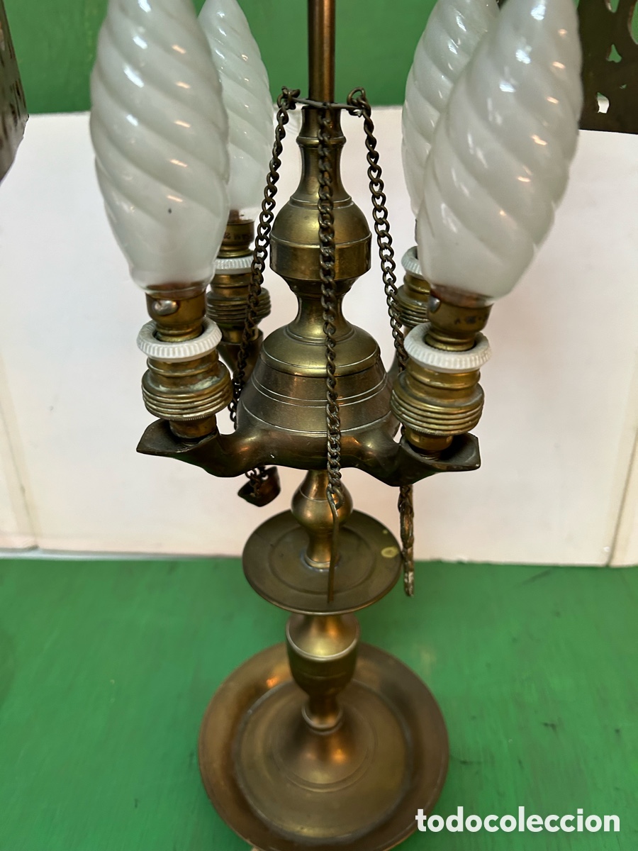 Antig&uuml;edades: CANDELABRO BRONCE DE MESA CON LUZ - Foto 3