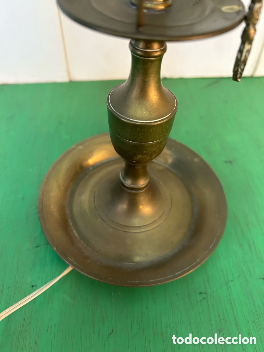 Antig&uuml;edades: CANDELABRO BRONCE DE MESA CON LUZ - Foto 5