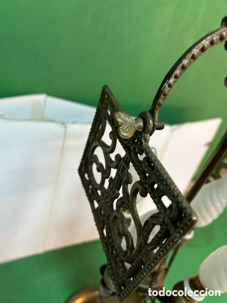 Antig&uuml;edades: CANDELABRO BRONCE DE MESA CON LUZ - Foto 6