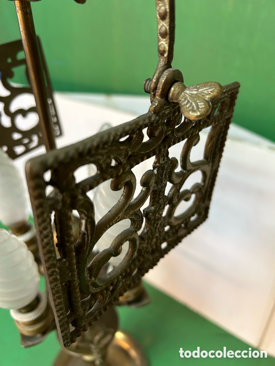 Antig&uuml;edades: CANDELABRO BRONCE DE MESA CON LUZ - Foto 8