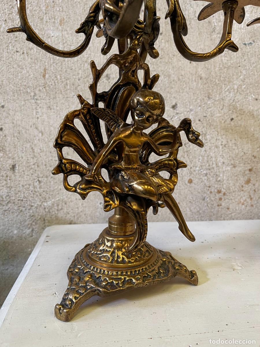 Antig&uuml;edades: pareja cantelabro antiguo bronce - Foto 2