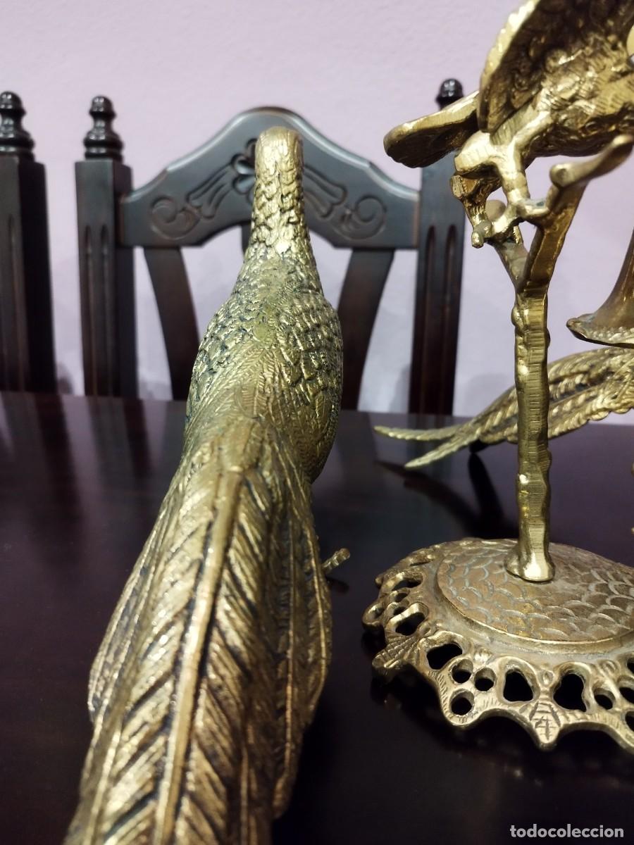 Antig&uuml;edades: ANTIGUO CONJUNTO DE P&Aacute;JAROS EN BRONCE CON CAMPANA - Foto 7