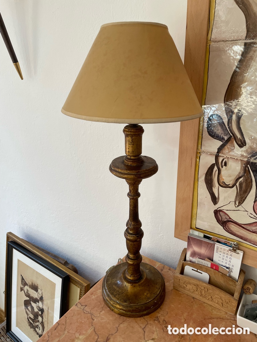 Antig&uuml;edades: LAMPARA SOBREMESA CANDELABRO PAN DE ORO - Foto 10