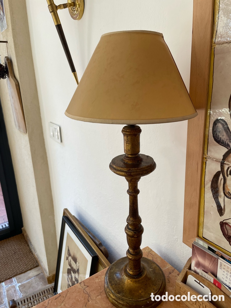 Antig&uuml;edades: LAMPARA SOBREMESA CANDELABRO PAN DE ORO - Foto 11