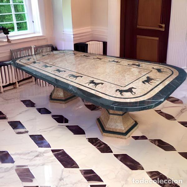Antig&uuml;edades: MESA DE M&Aacute;RMOL CABALLOS INCRUSTADOS - Foto 1