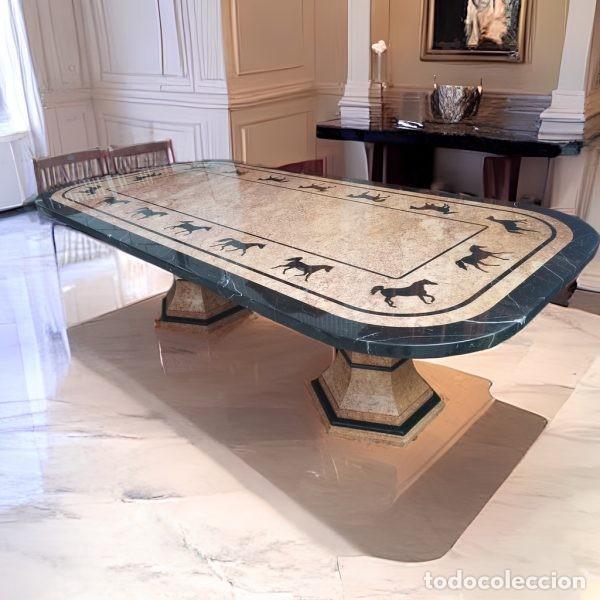 Antig&uuml;edades: MESA DE M&Aacute;RMOL CABALLOS INCRUSTADOS - Foto 2