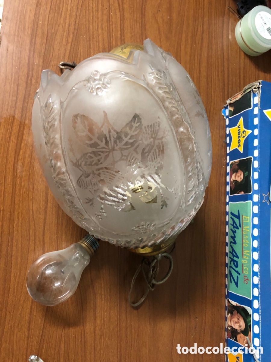 Antig&uuml;edades: L&aacute;mpara de techo de cristal labrado - Foto 2