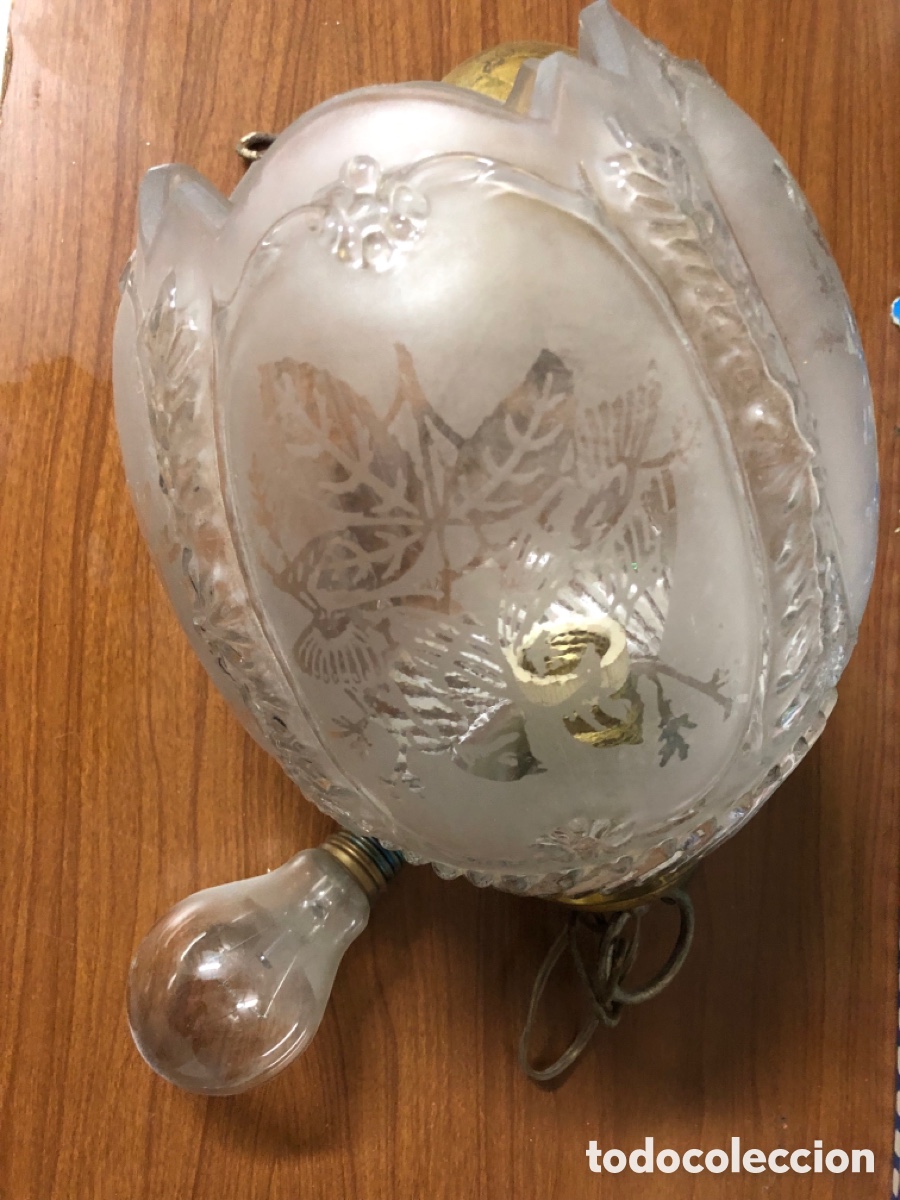 Antig&uuml;edades: L&aacute;mpara de techo de cristal labrado - Foto 3