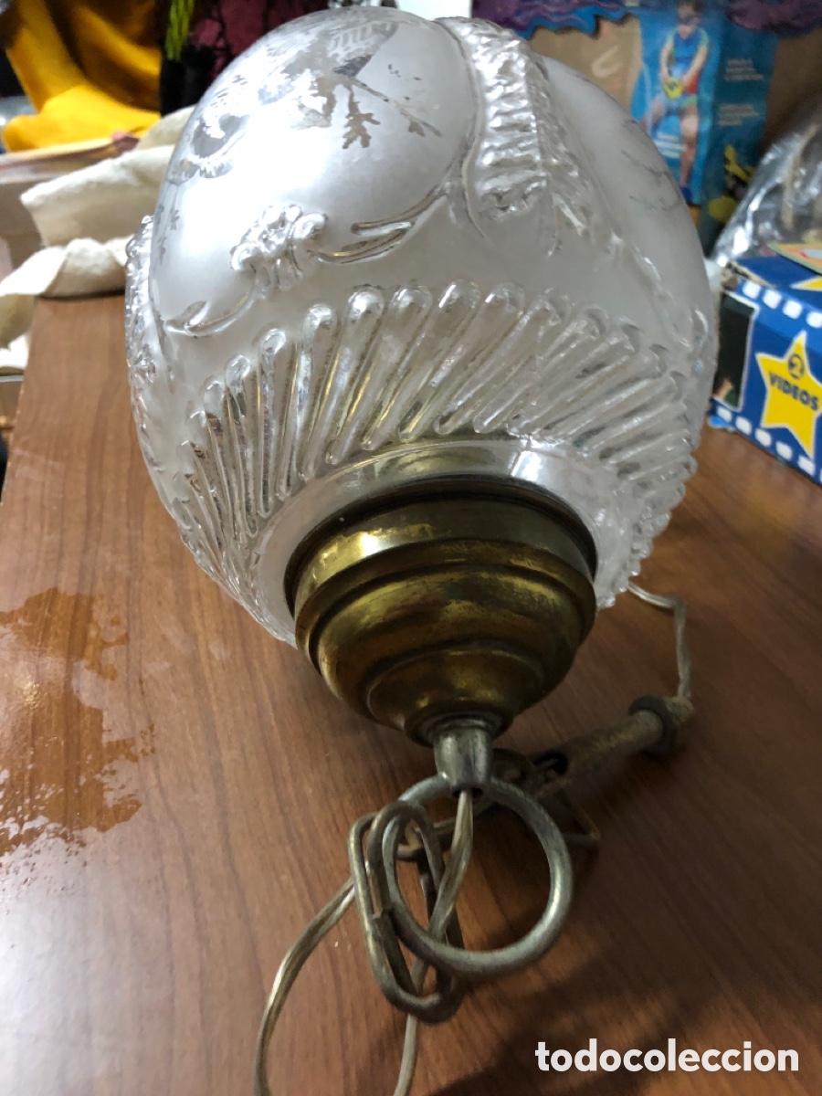 Antig&uuml;edades: L&aacute;mpara de techo de cristal labrado - Foto 4
