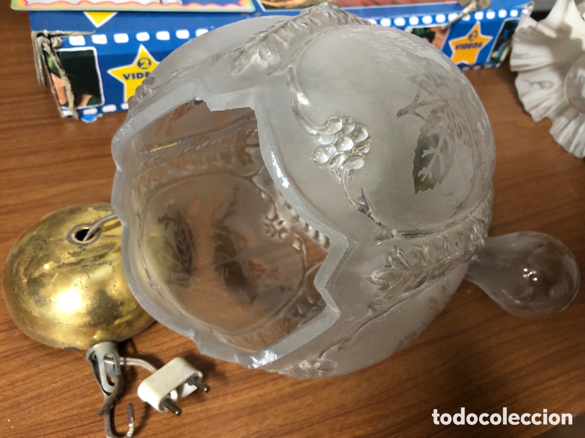 Antig&uuml;edades: L&aacute;mpara de techo de cristal labrado - Foto 1