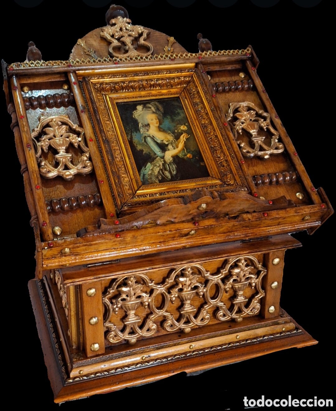 Antig&uuml;edades: Atril de mesa de madera y metal - Foto 2