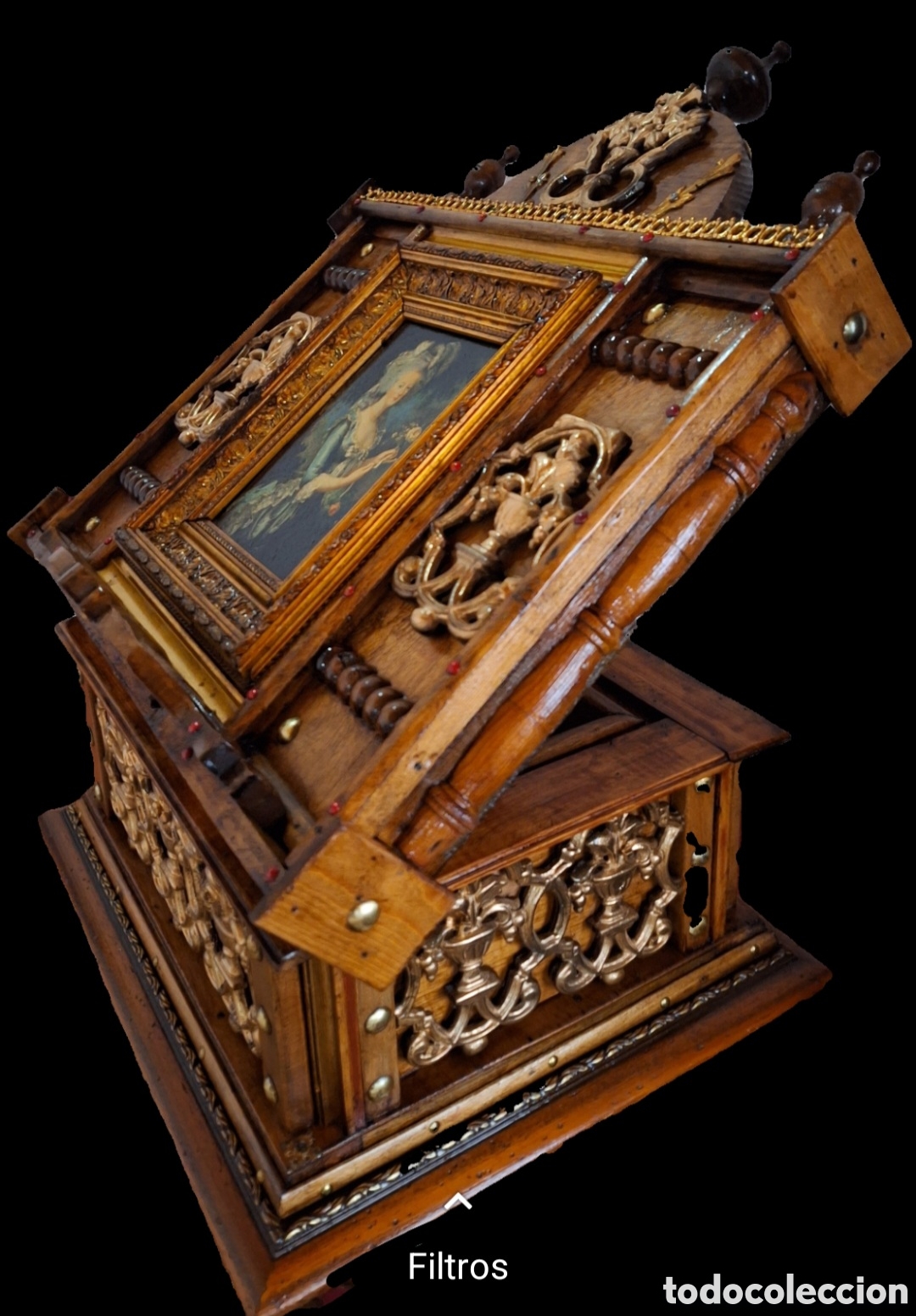 Antig&uuml;edades: Atril de mesa de madera y metal - Foto 3