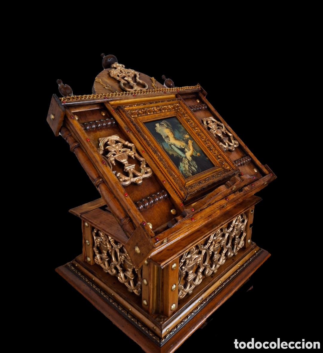 Antig&uuml;edades: Atril de mesa de madera y metal - Foto 5