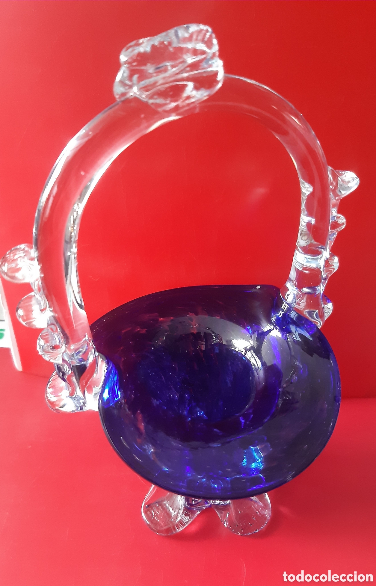 Antig&uuml;edades: Cesta, cesto, cristal Murano azul&oacute;n - Foto 2