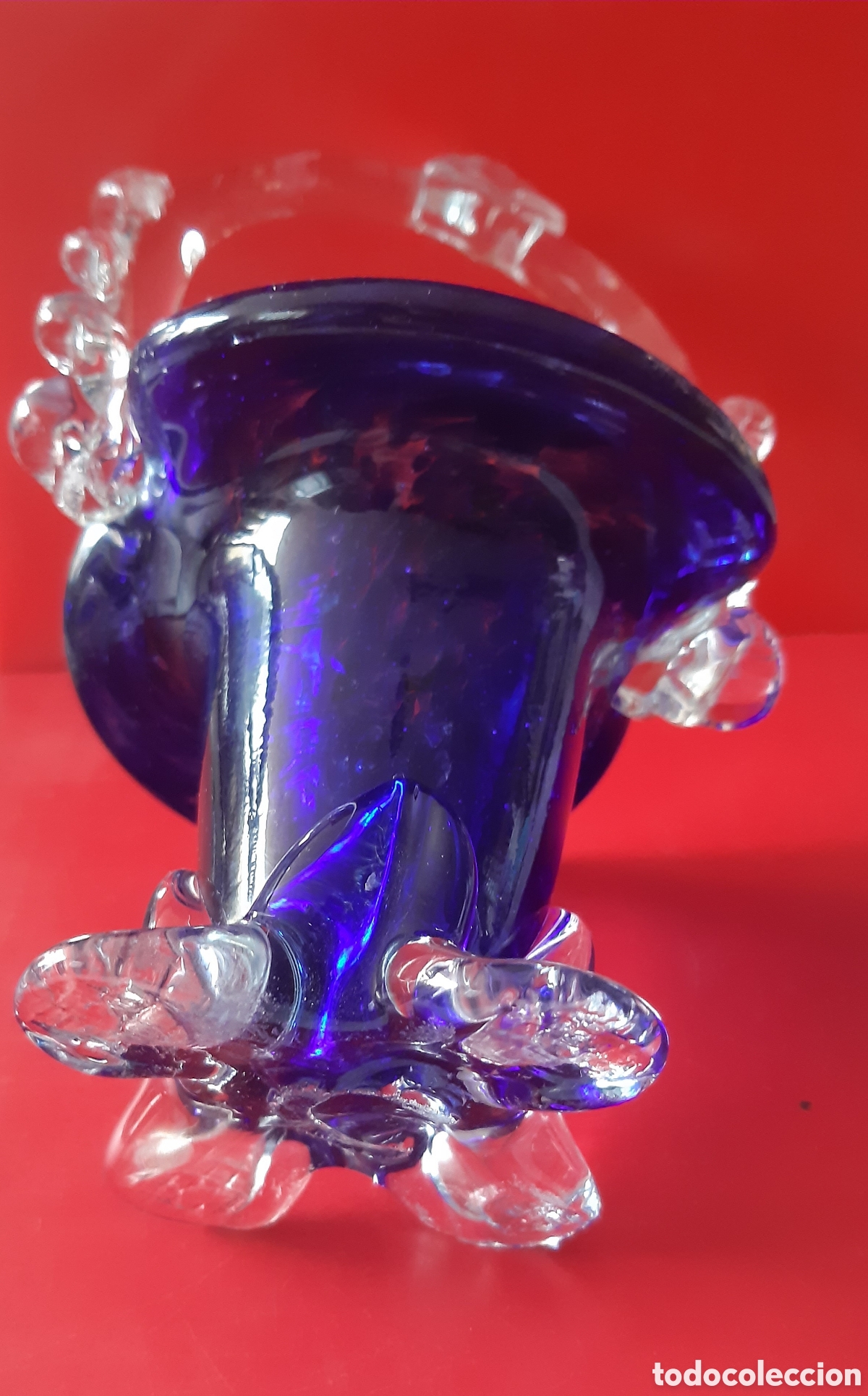 Antig&uuml;edades: Cesta, cesto, cristal Murano azul&oacute;n - Foto 6