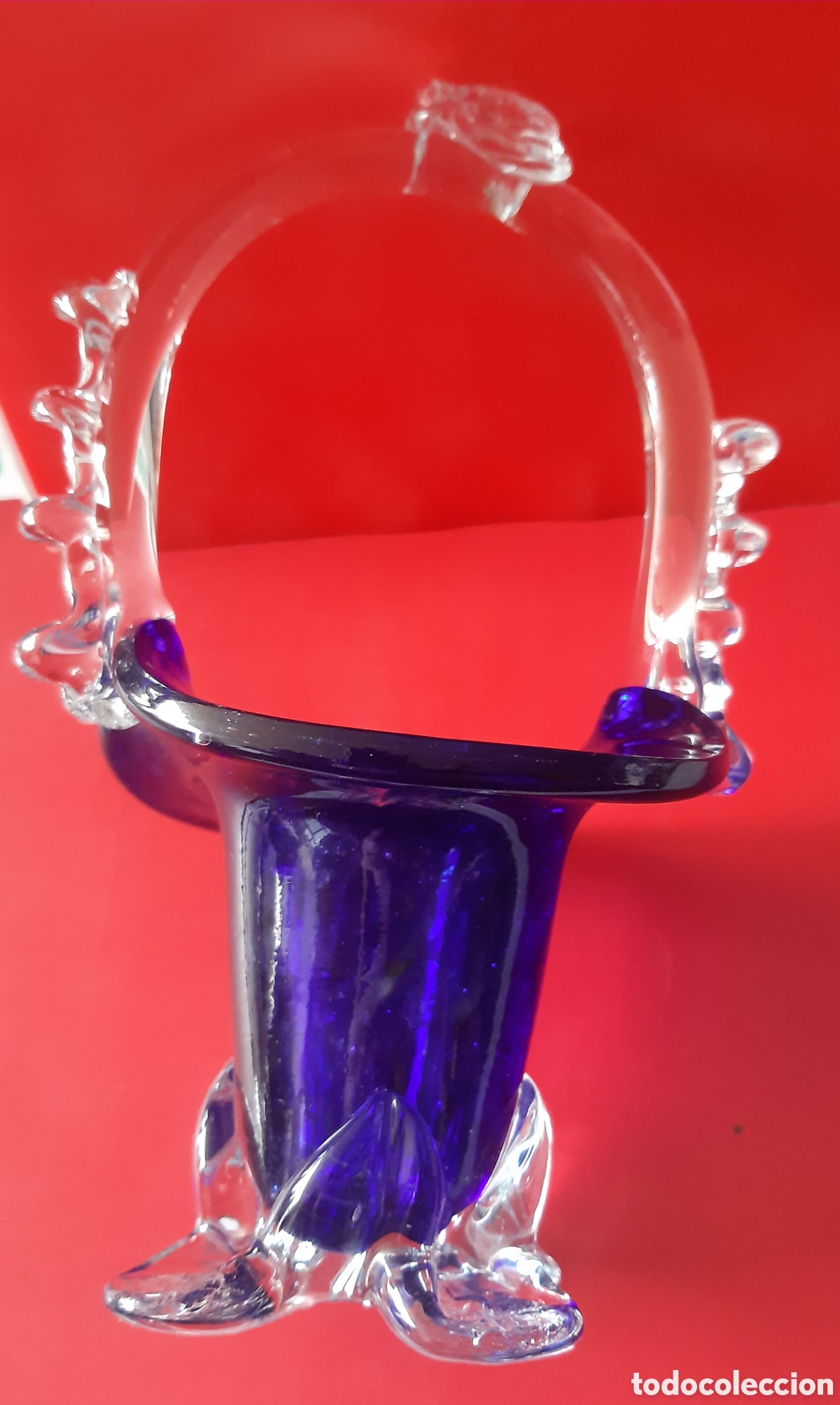 Antig&uuml;edades: Cesta, cesto, cristal Murano azul&oacute;n - Foto 7