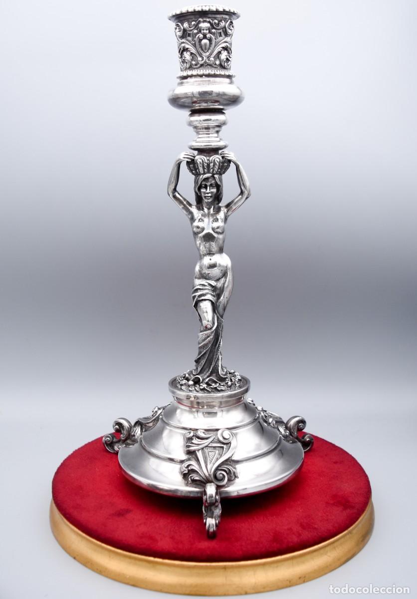 Antig&uuml;edades: Plata - Candeleros con damas - Foto 7