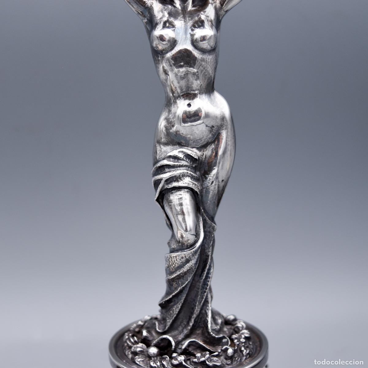 Antig&uuml;edades: Plata - Candeleros con damas - Foto 8