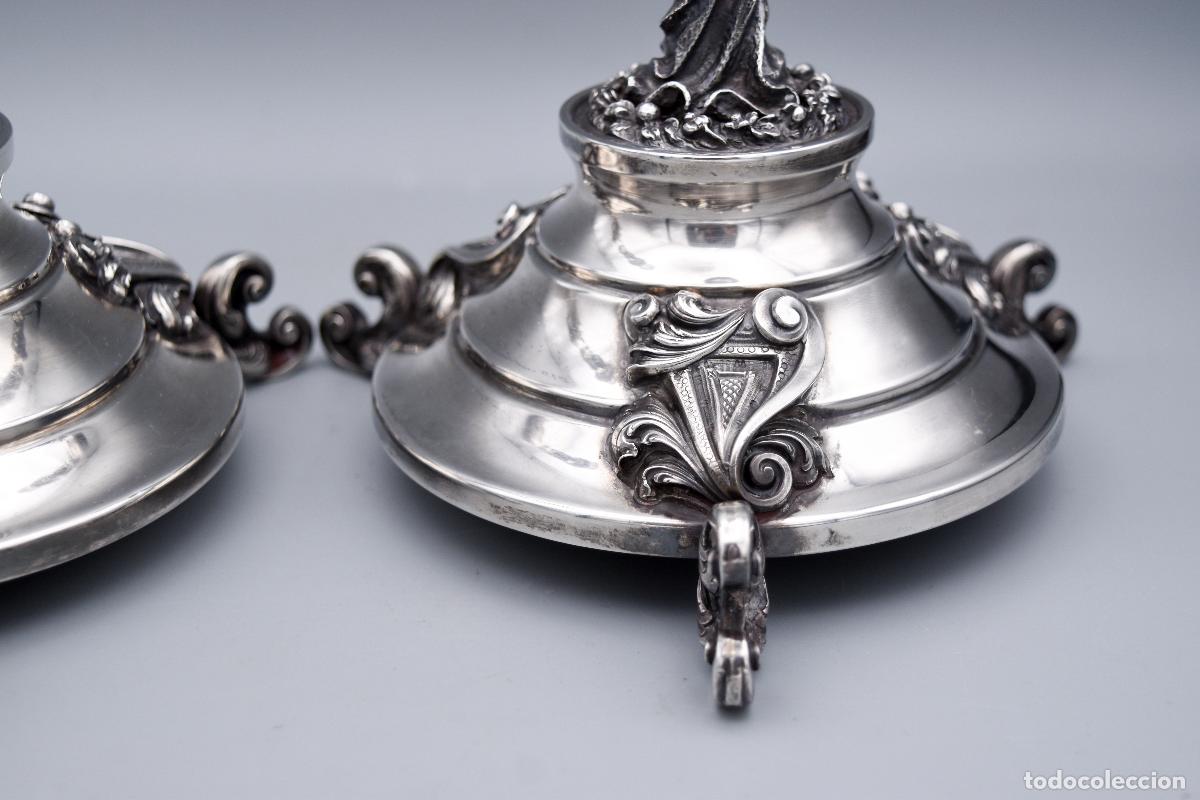 Antig&uuml;edades: Plata - Candeleros con damas - Foto 12