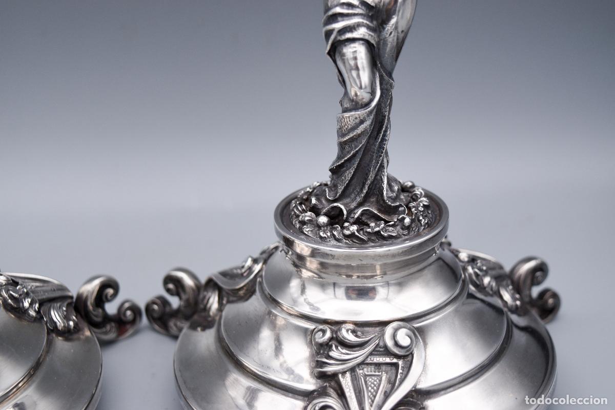 Antig&uuml;edades: Plata - Candeleros con damas - Foto 13