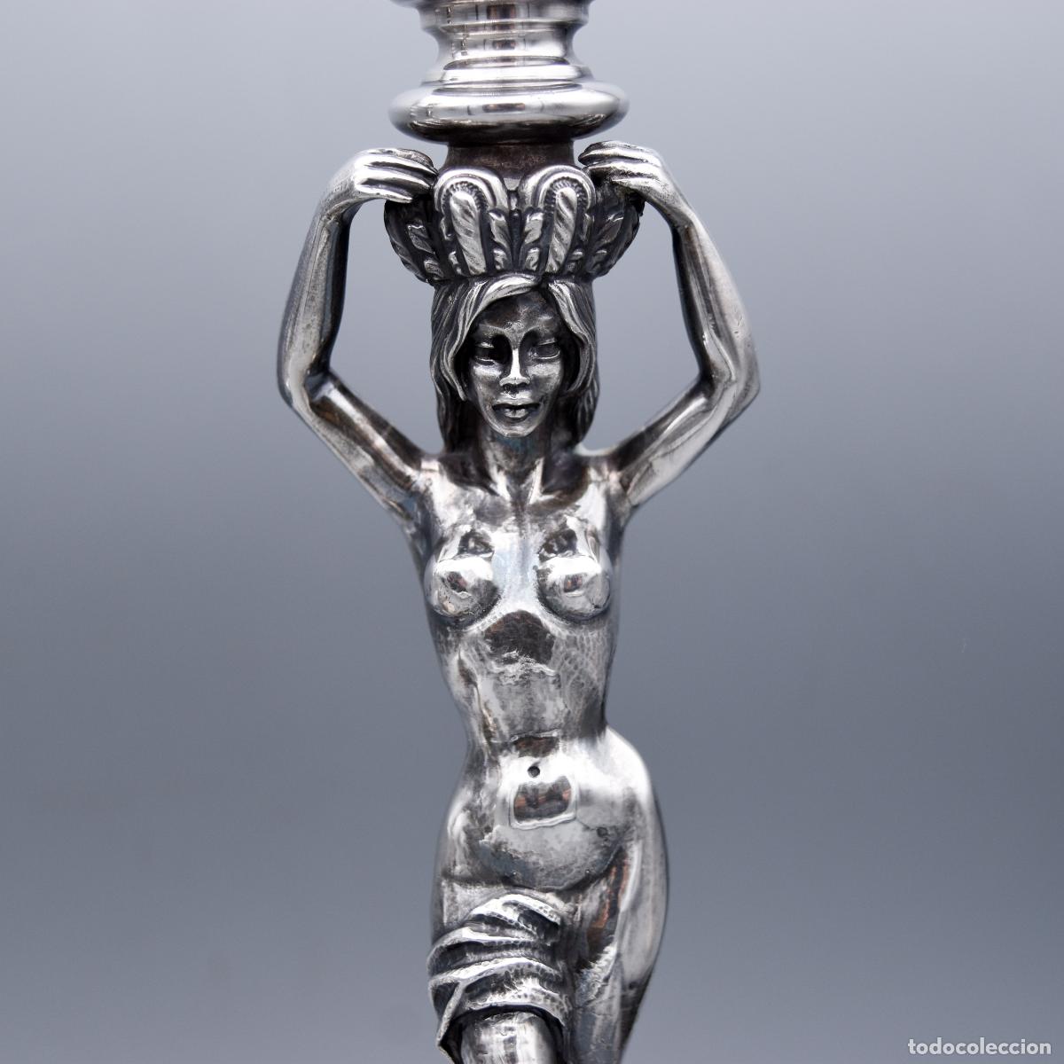 Antig&uuml;edades: Plata - Candeleros con damas - Foto 15