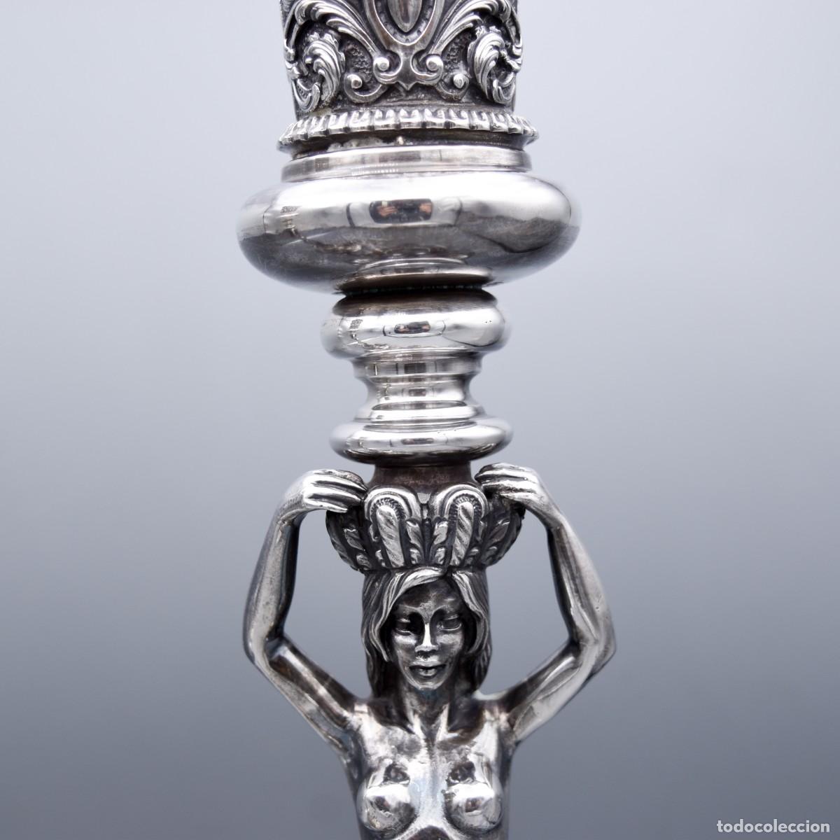 Antig&uuml;edades: Plata - Candeleros con damas - Foto 16