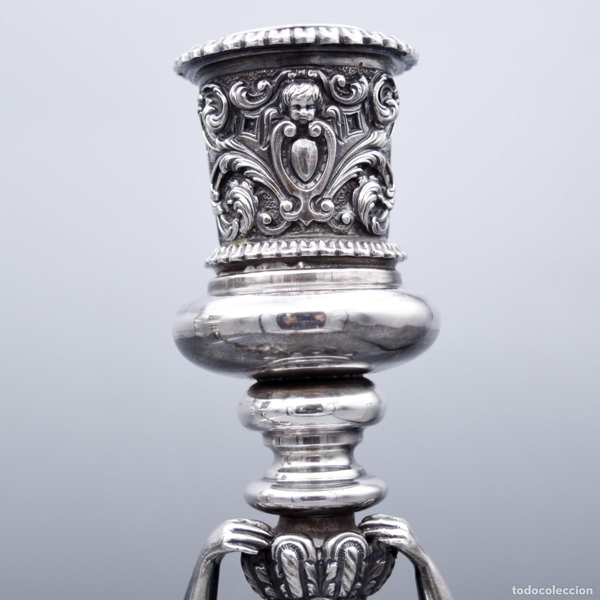 Antig&uuml;edades: Plata - Candeleros con damas - Foto 17