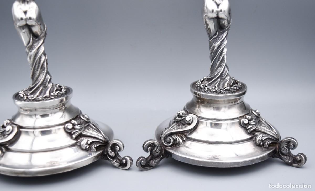 Antig&uuml;edades: Plata - Candeleros con damas - Foto 23