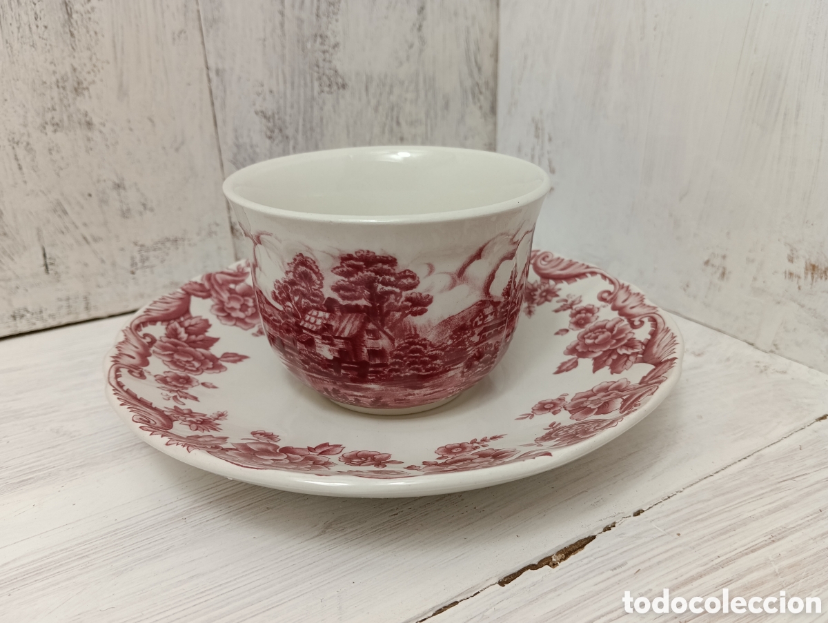 Antig&uuml;edades: Taza y Plato Loza San Claudio Progresi&oacute;n. Twilight. - Foto 1